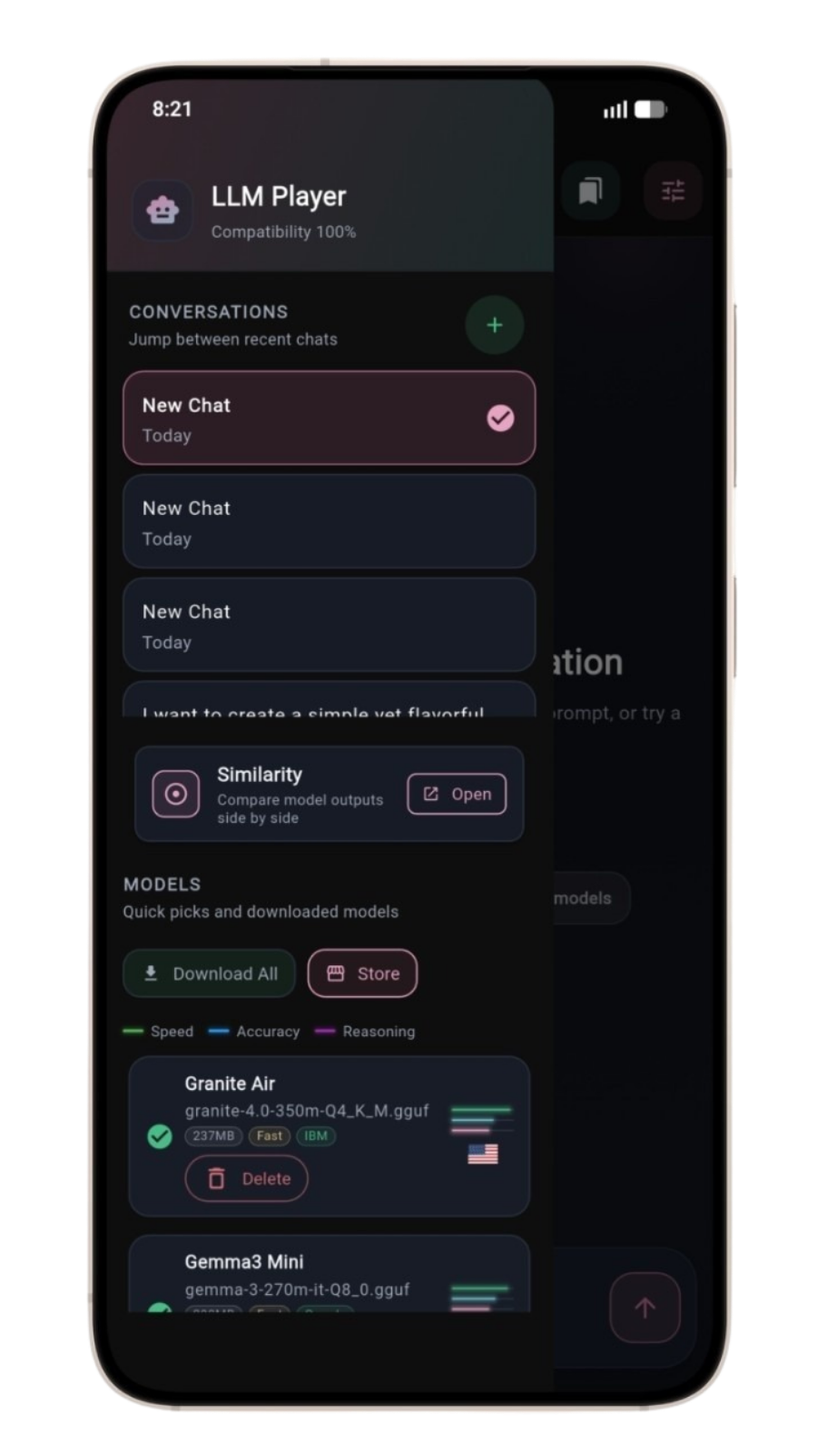 LLM Player on-device model interface
