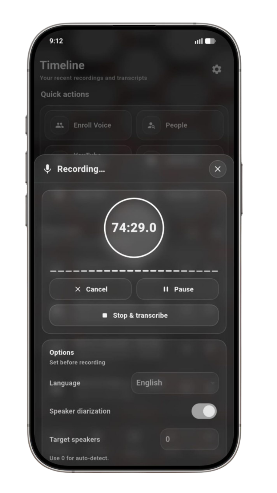 Meeting Transcript recording interface